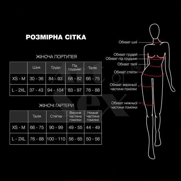 Сексуальні шкіряні гартери з поясом Art of Sex - Vivien, розмір L-2X, колір чорний SO9841 фото