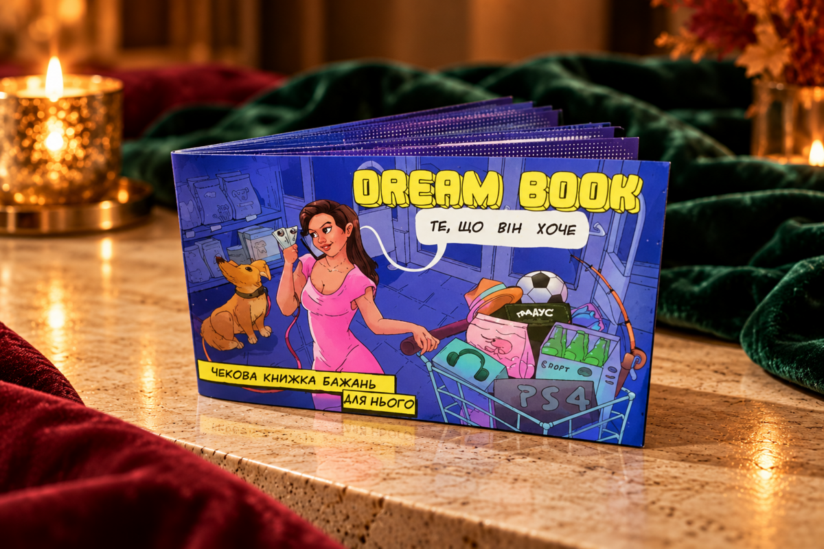 Dream book для нього — кремовий камінь, бордовий і темно-зелений текстиль