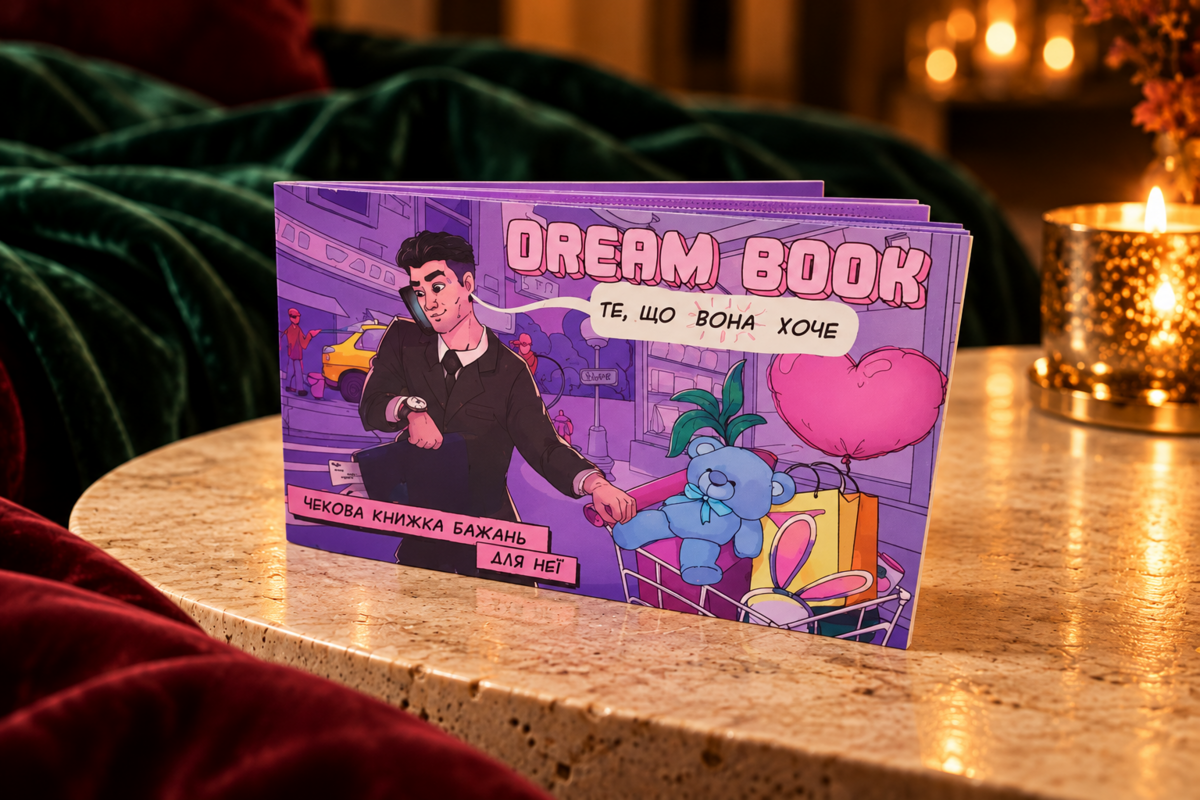 Dream book для неї — кремовий камінь, бордовий і темно-зелений текстиль