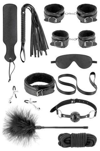 Набір для BDSM усе-в-одному Fetish Tentation SM Bondage Box in vegan leather, 10 предметів SX1092 фото