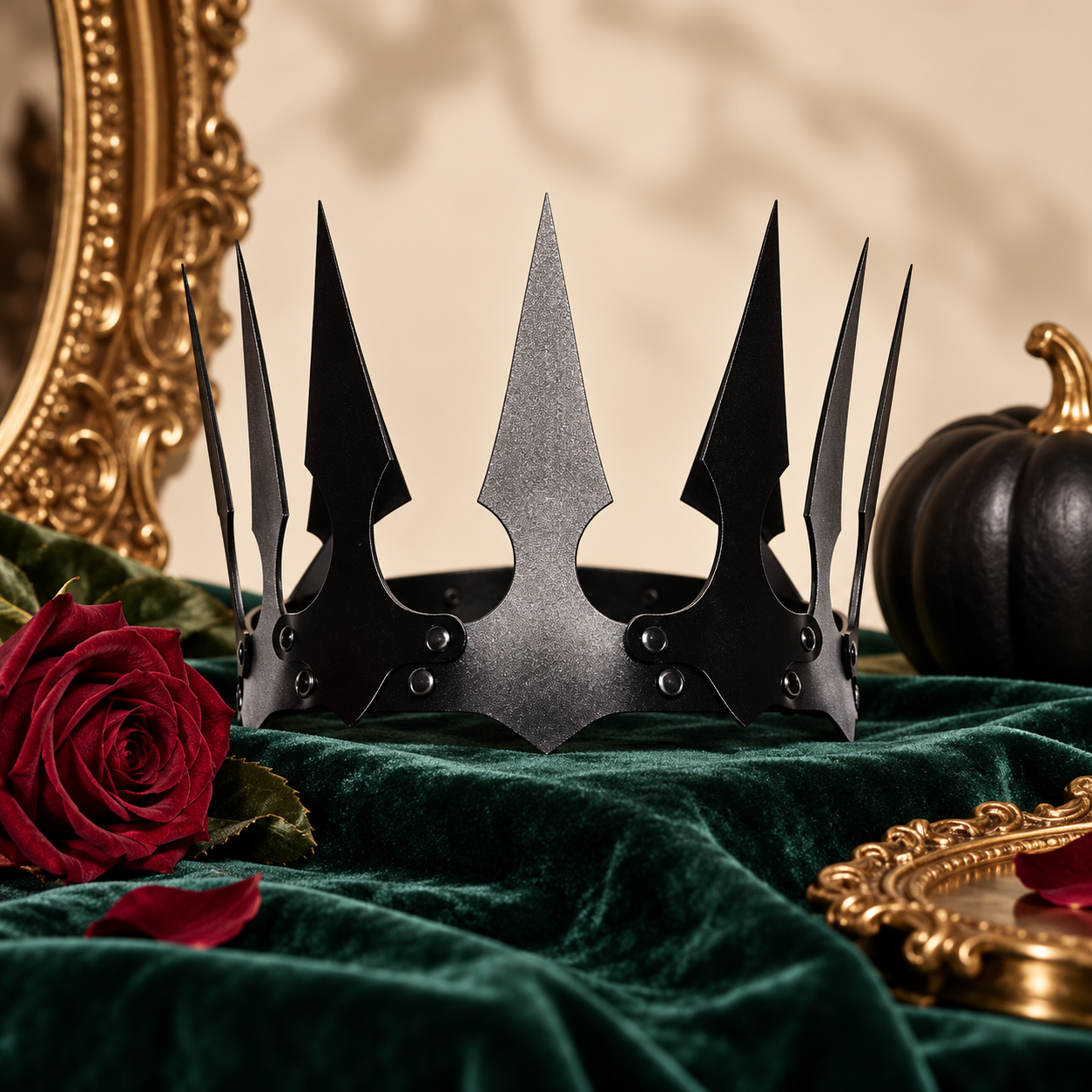Ідея святкової композиції ALX MAISON — Leg Avenue Faux Leather Spiked Crown Black
