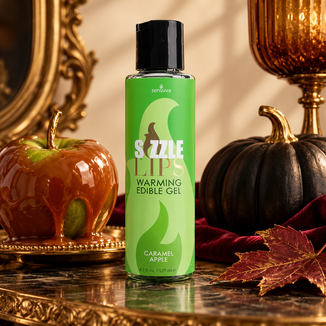 Ідея святкової композиції ALX MAISON — Sensuva Sizzle Lips Caramel Apple, 125 мл