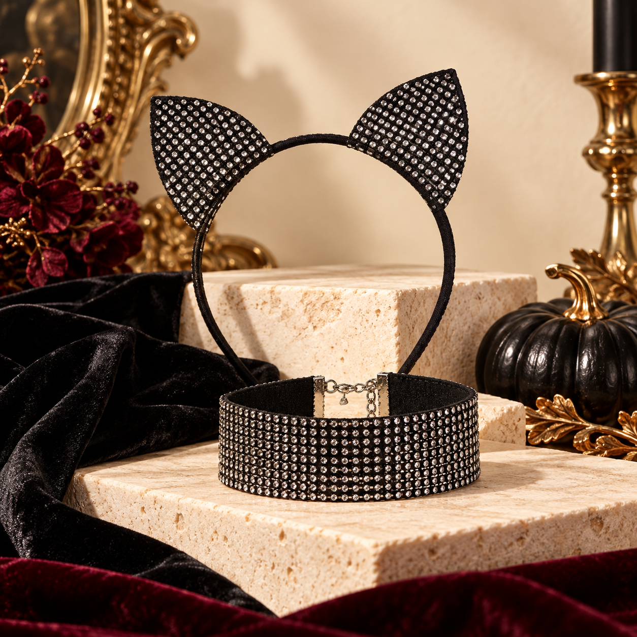 Ідея святкової композиції ALX MAISON — Leg Avenue Cat Ear Headband & Choker Set