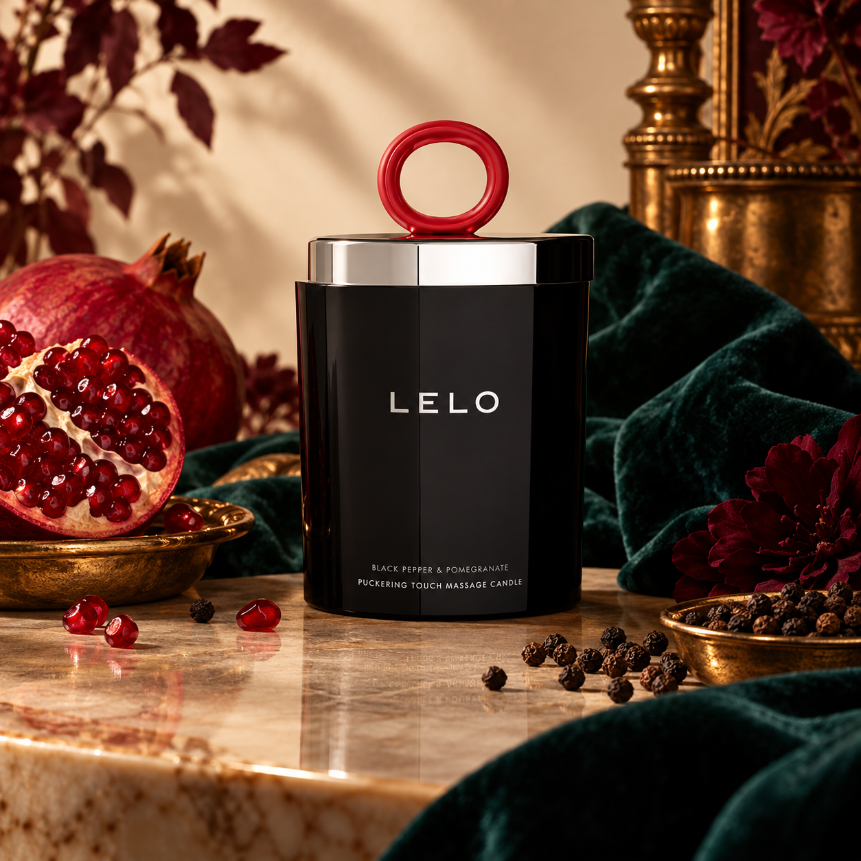 Ідея святкової композиції ALX MAISON — LELO Massage Candle Black Pepper & Pomegranate